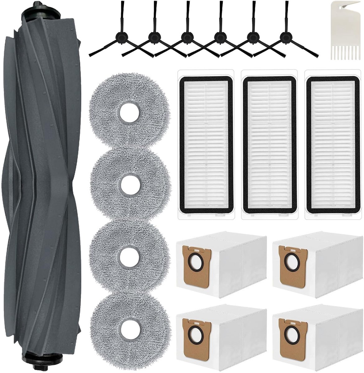 Dailygoods- Accessoire Set 20 Stuks - 4 x Mop Pad - 4 x Stofzak - 6 x Zijborstels - 3 x Filter - Inclusief Schoonmaakborstel - Stofzuigeronderdelen