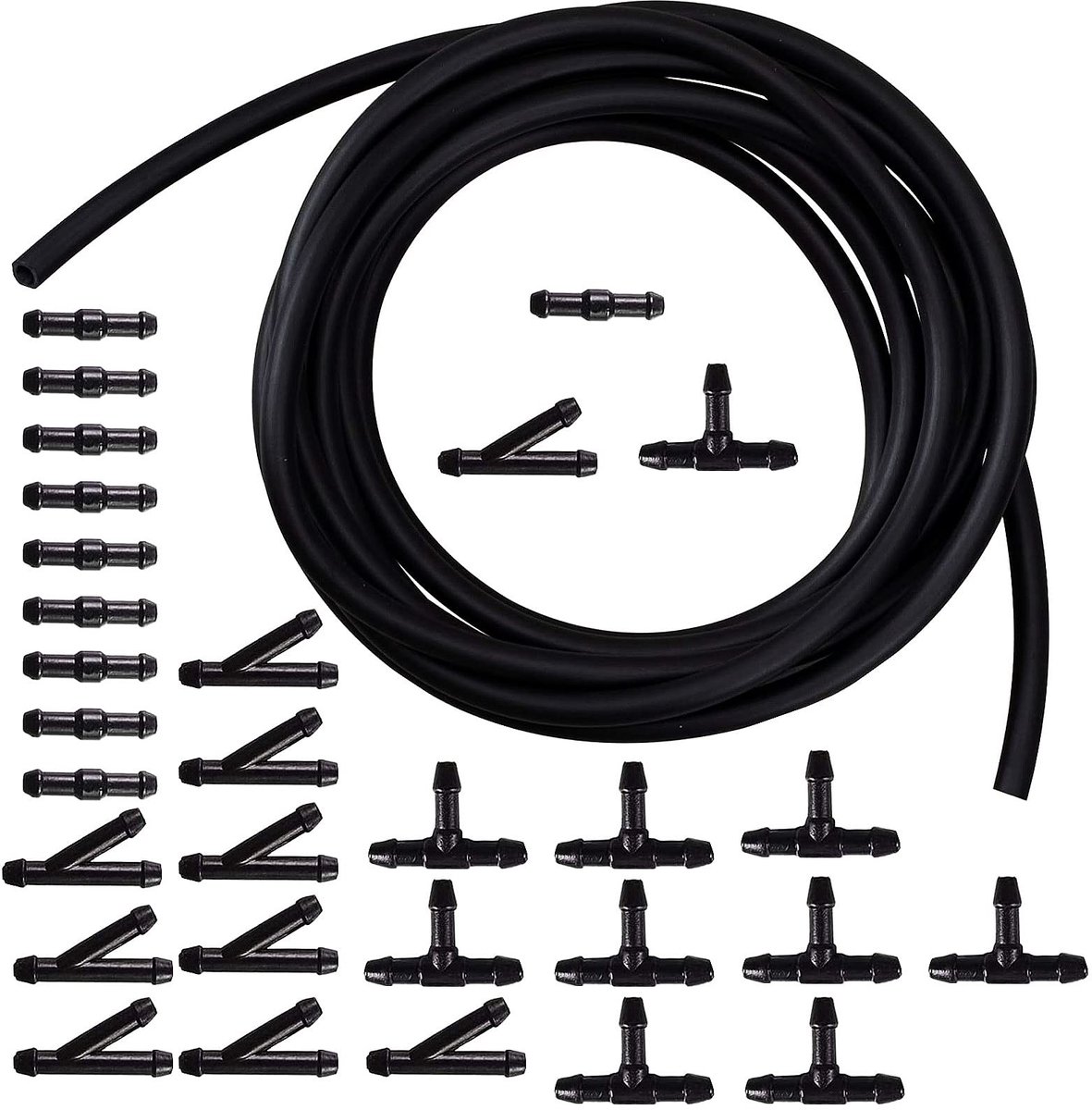 Dailygoods- Ruitensproeierslang 6 meter - Universele Slang - Reparatieset - Slangaansluitingen 30 stuks - Betrouwbare Technologie - Eenvoudige Installatie - Wasslang