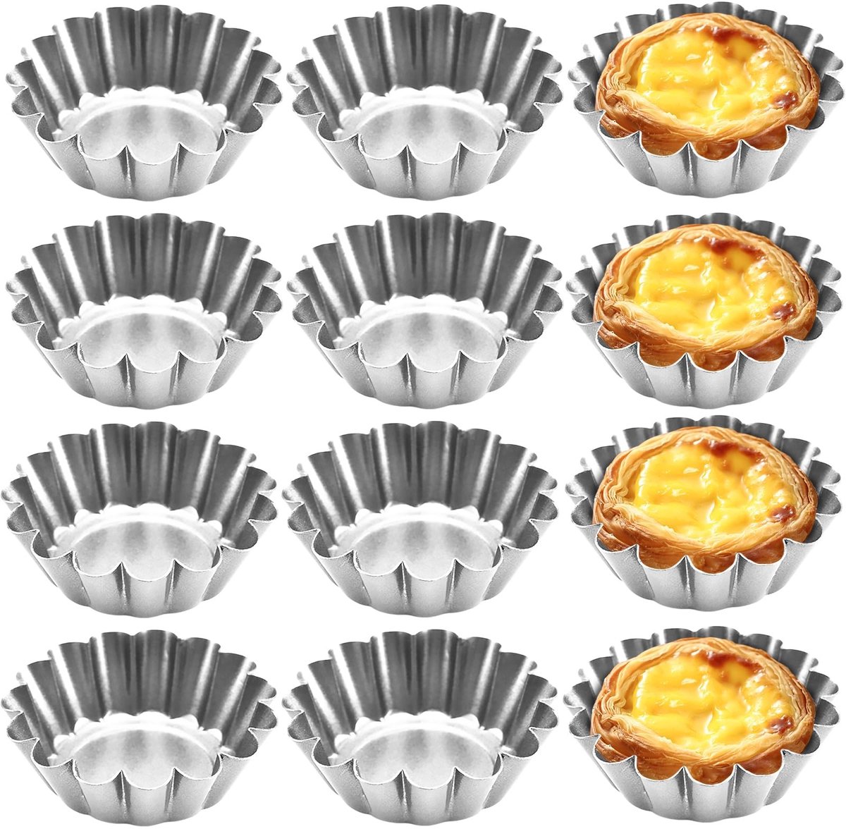 Dailygoods- Taartpannen 30 Stuks - Mini Taartvormen - Niet-klevend - Roestvrij Staal - 7 cm - Voor Bakken en Feestjes - Muffinvormen
