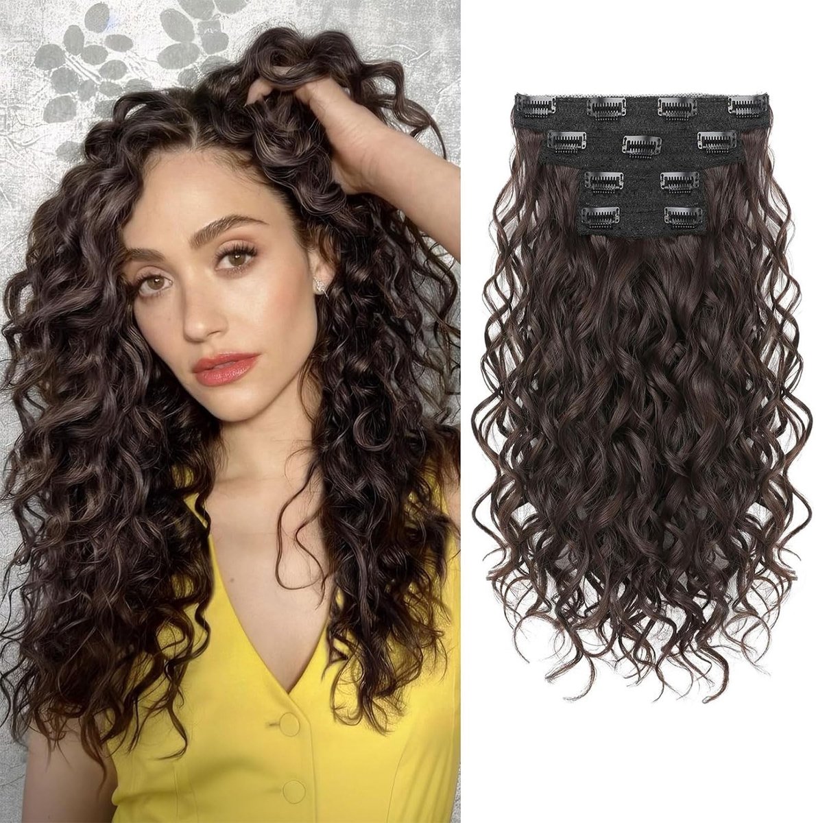 Dailygoods- Haarverlengingen 40 cm - Krullend Haarstukje - Clip-in Haarstukjes - Onzichtbare Haarstukjes - Zachte Vezels - Geschikt voor Alle Haartypes