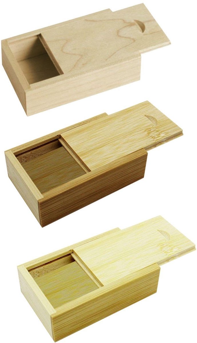Dailygoods- Cadeaubox 3 stuks - Houten Geschenkenbox - Mini Sieradendoos - Rectangulaire Doos - Duurzaam Materiaal - 8 x 5 x 2,5 cm - Sieradenbox