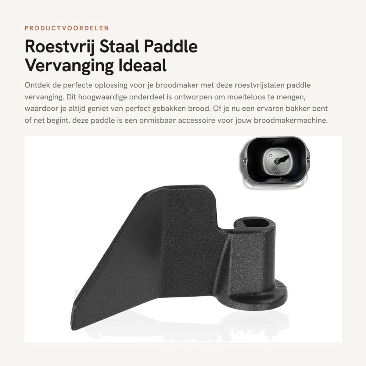 Dailygoods- Paddle Vervanging - Roestvrij Staal - Broodmaker - Mengblad - Duurzaam - Schokbestendig