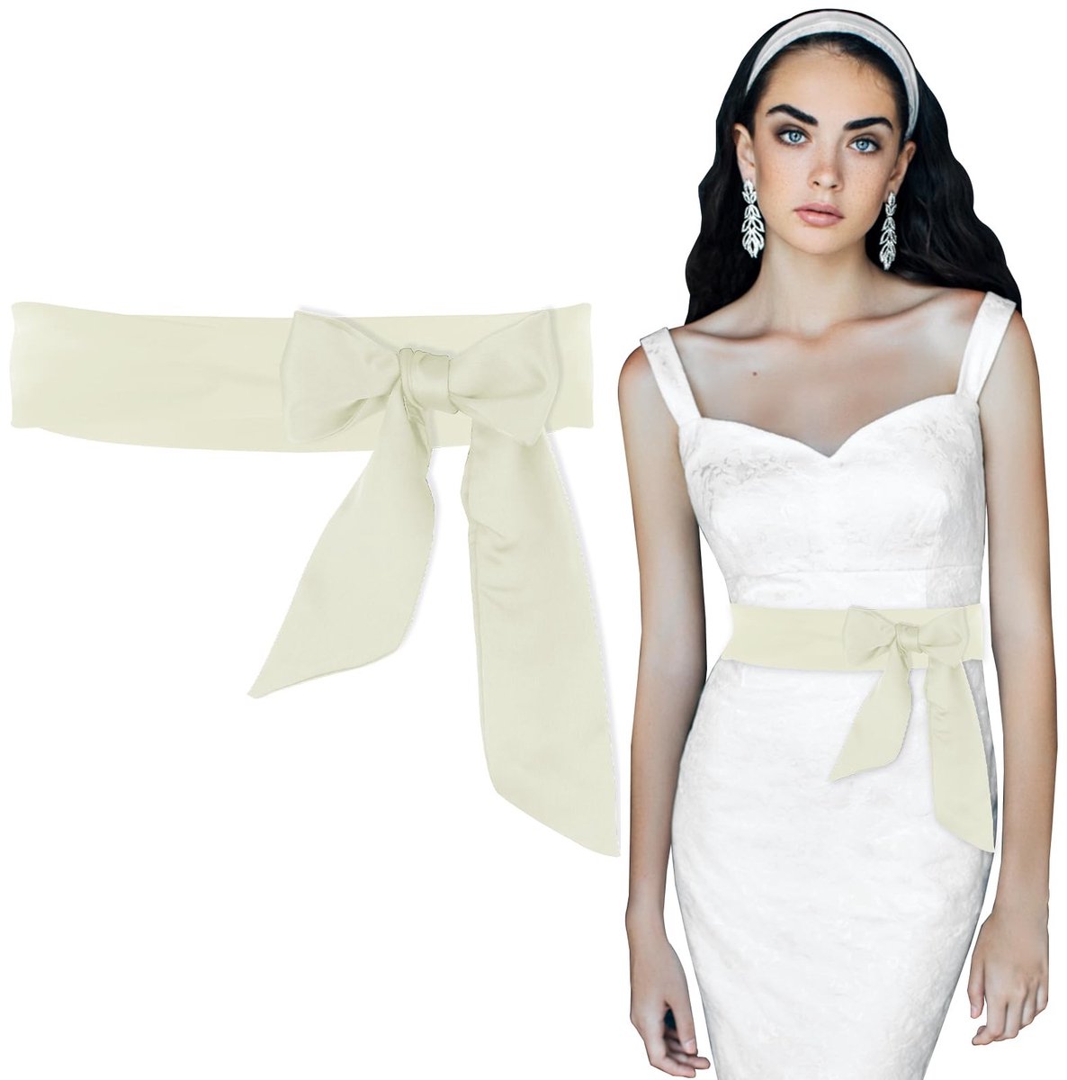 Dailygoods- Bruidsriem Dubbelzijdig Satijn - Jurkceintuur - Bruiloft - Feest - Dames - 1,97 inch breed