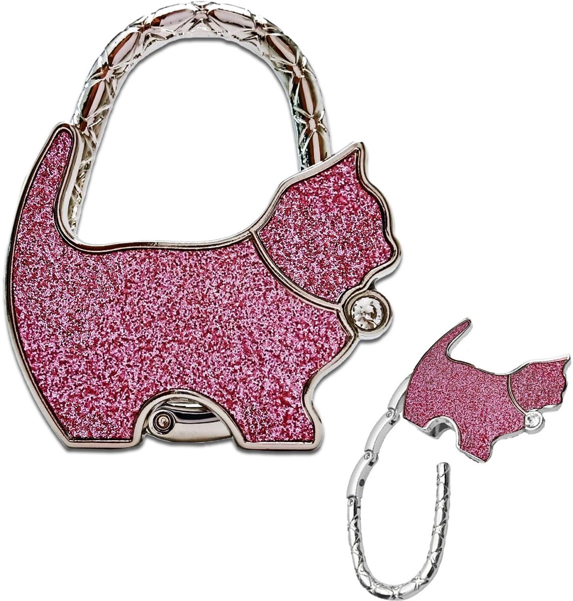 Dailygoods- Zakhouder met kattendesign - Opvouwbaar - Handtassenhouder - Tafelhouder - Robuust - Belastbaarheid 3-5 kg - Handtashouder