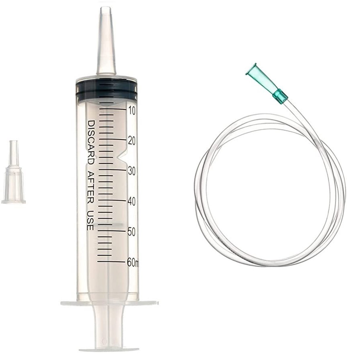 Dailygoods- Spuit 60 ml - Hoge Kwaliteit - Duidelijke Meetmarkeringen - Veilig Kunststof - Ideaal voor Vloeistoffen - Individueel Verpakt - Doseerspuit