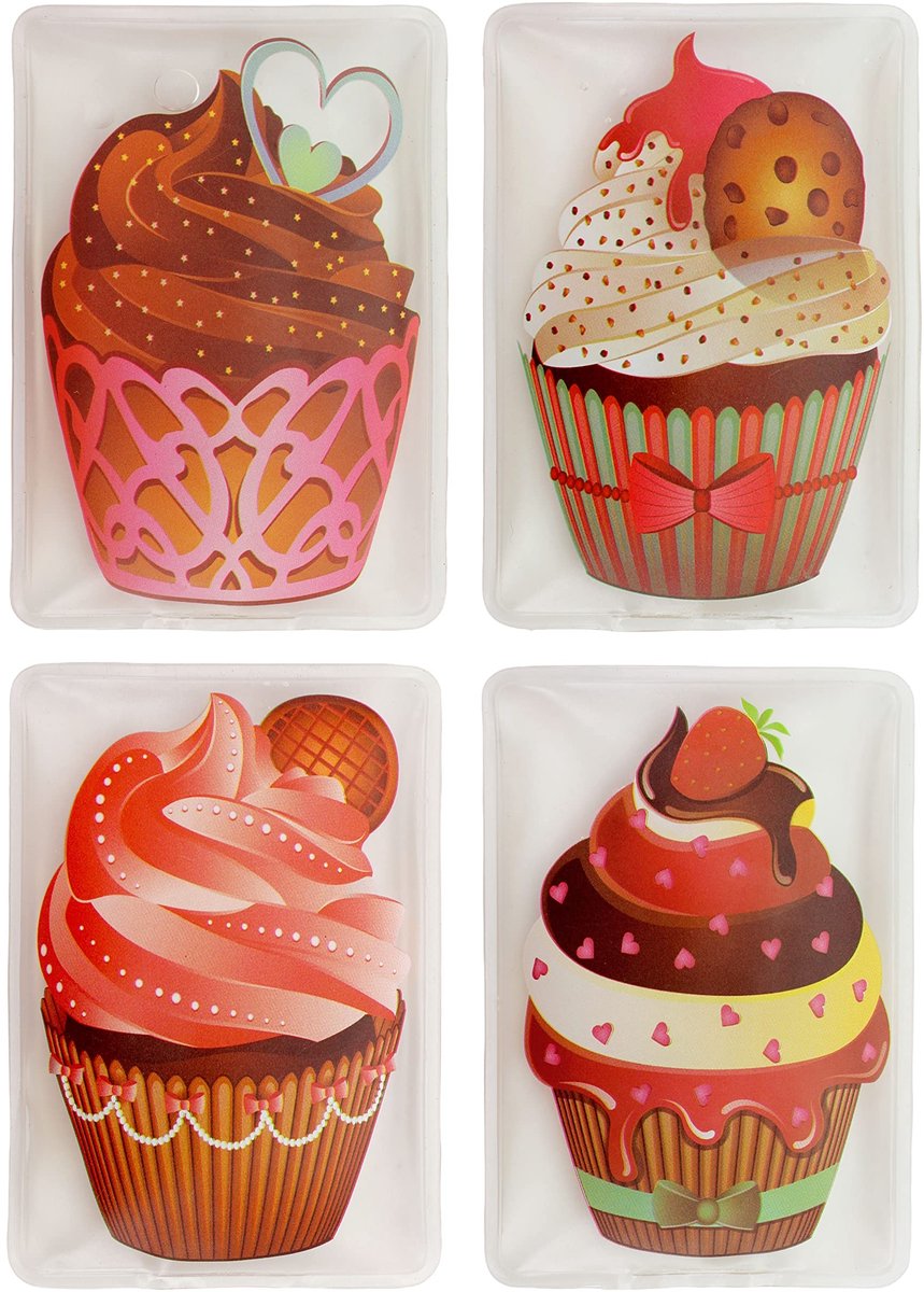 Dailygoods - Cupcakes Handwarmer set van 4 - Handwarmers - Leuk en Functioneel - Diverse Kleur - Zakwarmers - Altijd Warme Handen - Perfect voor Koude...