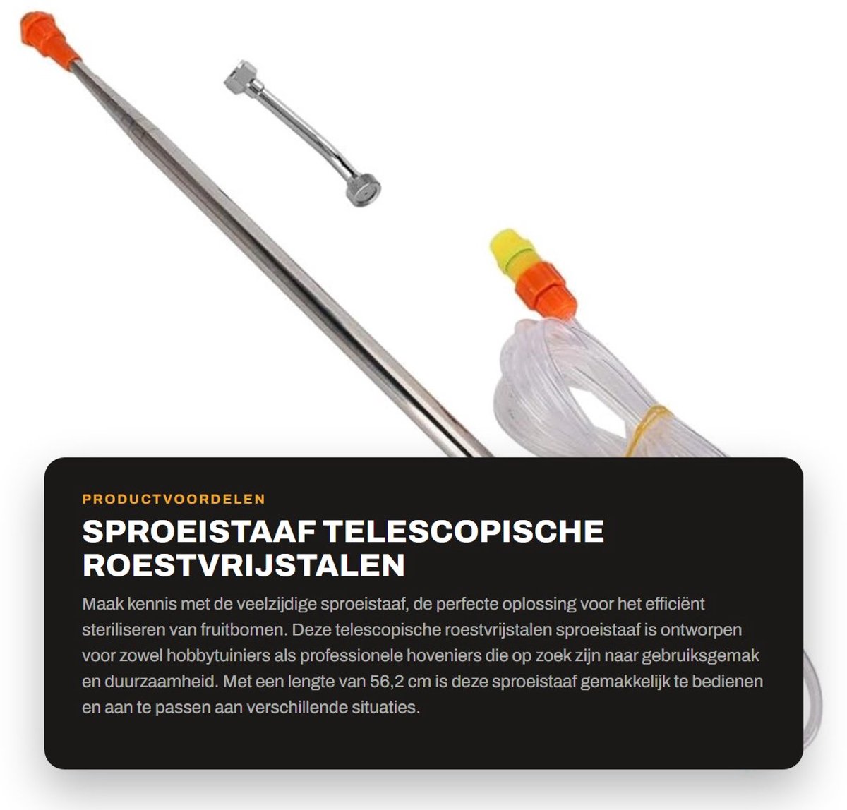 Dailygoods- Sproeistaaf telescopisch - Roestvrij staal - Mondstuk - Irrigatie - Duurzaam - Lichtgewicht 56,2 cm - Spuitstang