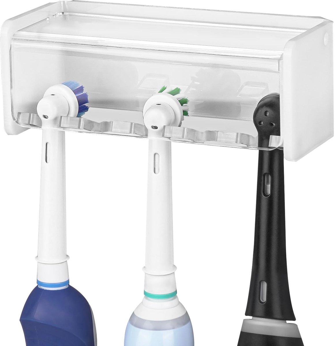Dailygoods - Elektrische tandenborstelhouder - Tandenborstelorganizer - Met deksel - Wit - 5 vakken - Geschikt voor Oral-B en Philips Sonicare - Tande...