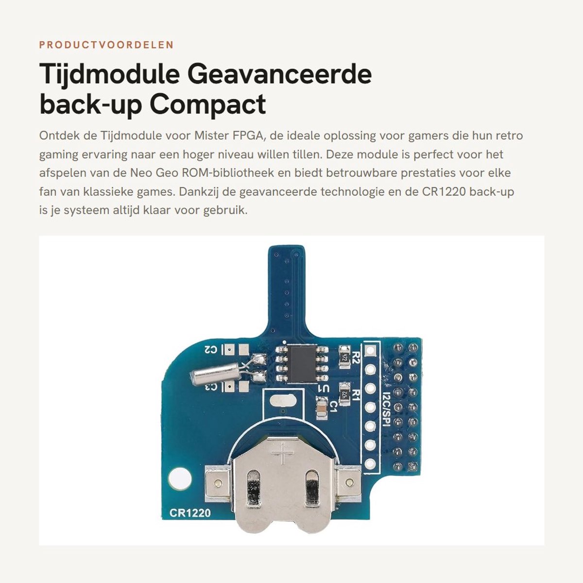 Dailygoods- Tijdmodule Real Time Clock - Compatibel met Mister FPGA - Afspeelbaar met Cr1220-back-up - Geavanceerde productie - Veiligheid gegarandeerd - Voor Mister IO Board - RTC-module