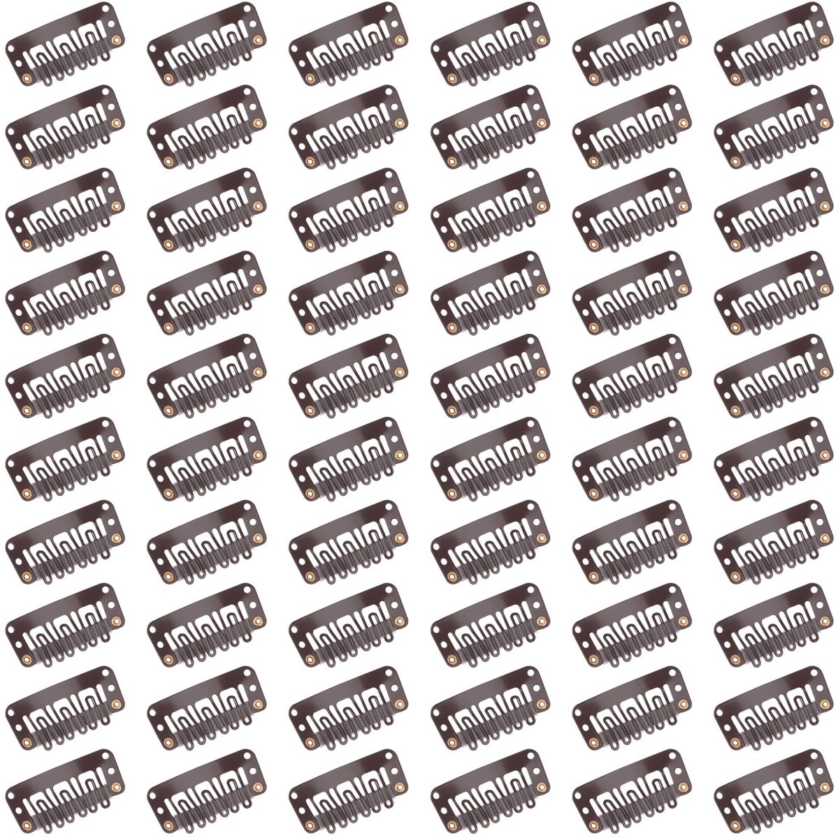 Dailygoods- Pruikclips U-vorm - 60 Stuks - Donkerbruin - Staal/Rubber - Onzichtbaar - Eenvoudig aan te brengen - Haarextensies