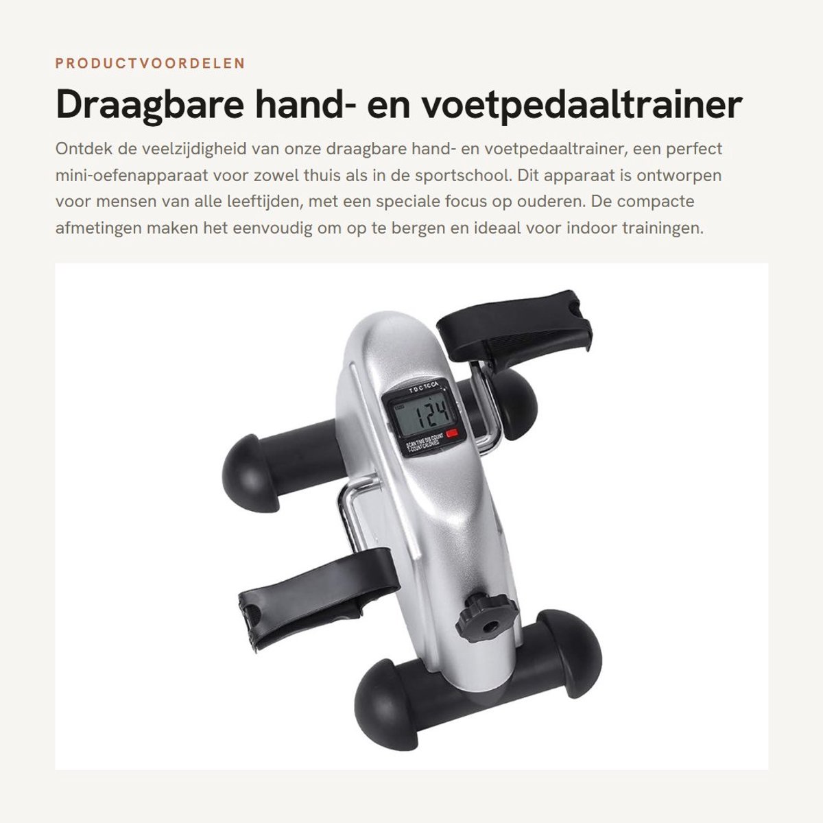 Dailygoods- Pedaaltrainer Compact - Mini Fitnessapparaat - Geschikt voor Alle Leeftijden - Cardiovasculaire Fitness - Stalen Buis - Ruimtebesparend