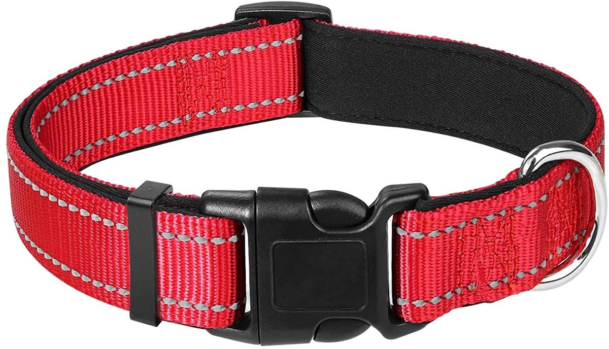 Dailygoods- Halsband Verstelbaar 35-50 cm - Reflecterende Nylon - Hondenhalsband - Zachte Voering - Sterke Snelsluitgesp - Ademend Ontwerp - Hondenriem