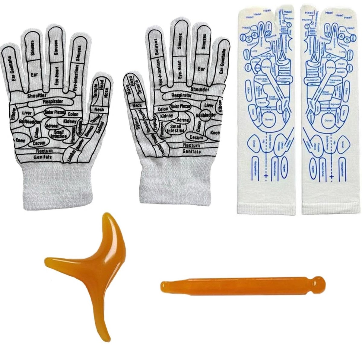 Dailygoods- Reflexzone-sokken 6 stuks - Massagegereedschap - Reflexzone-massagesokken - Triggerpoint-massageapparaat - Ontlasting van voeten - Hoogwaardig elastaan