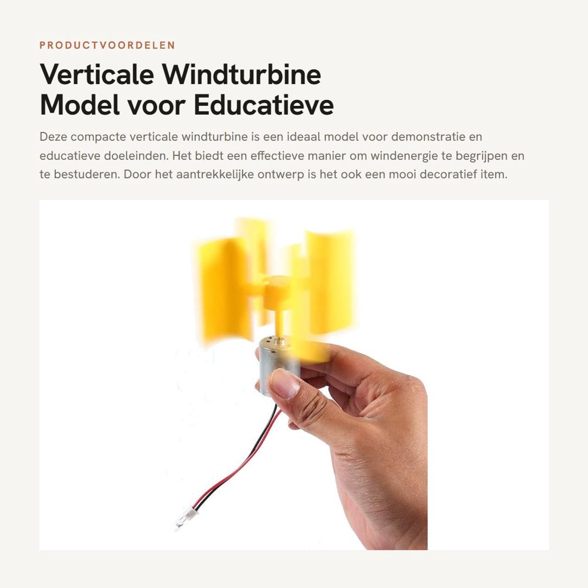 Dailygoods- Windturbine Klein Formaat - Verticale Windturbine - Demonstratiemodel - Windenergie Opwekken - 4 Lemmeten - Nominaal Vermogen 0,55 W - Windgenerator