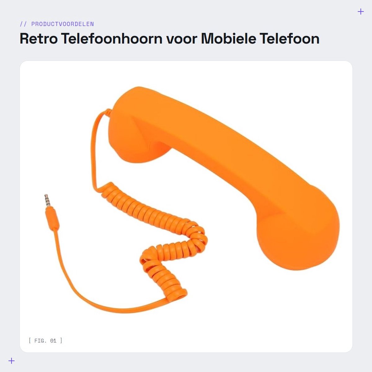Dailygoods- Telefoonhoorn Retro - Bedrade Telefoonontvanger - 3,5 mm Plug - Verstelbaar Volume - 9ft Krulsnoer - Stralingsbestendig