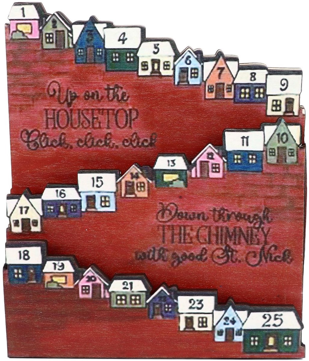 Dailygoods- Adventskalender 2025 - Houten Kerstaftelkalender - 25 Huizen - Synthetisch Hout - Feestelijke Decoratie - Stevig en Duurzaam - Kerstkalender
