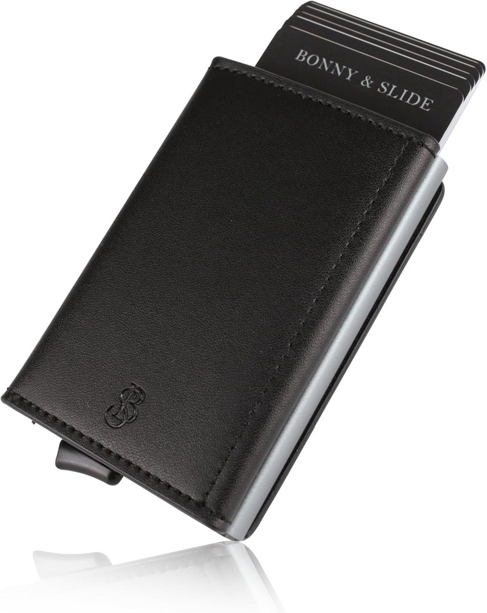 Kaarthouder - Portemonnee Slim - Veilig Geld Bewaren - RFID Bescherming - 10 x 6.8 cm - Zwart Grijs