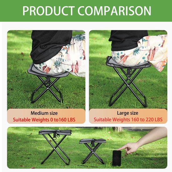 Opvouwbare campingkruk - Draagbare stoel - Outdoor activiteiten - 2-in-1 kruk en tas - 26 x 31 x 31 cm — afbeelding 4