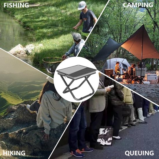 Opvouwbare campingkruk - Draagbare stoel - Outdoor activiteiten - 2-in-1 kruk en tas - 26 x 31 x 31 cm — afbeelding 2