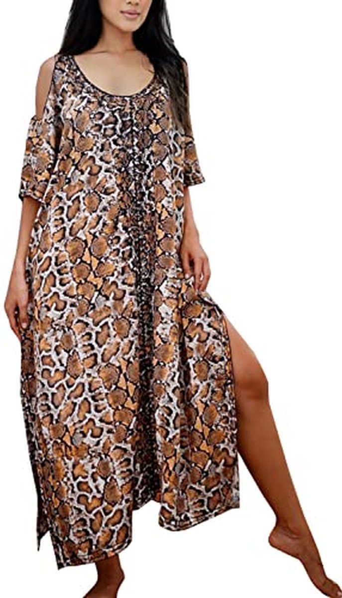 Lange Kaftan Jurk - Strandjurk Cover-up - Zomerse Ontspanning - Bohemian Stijl - Maxi Lengte - Multi-kleurig