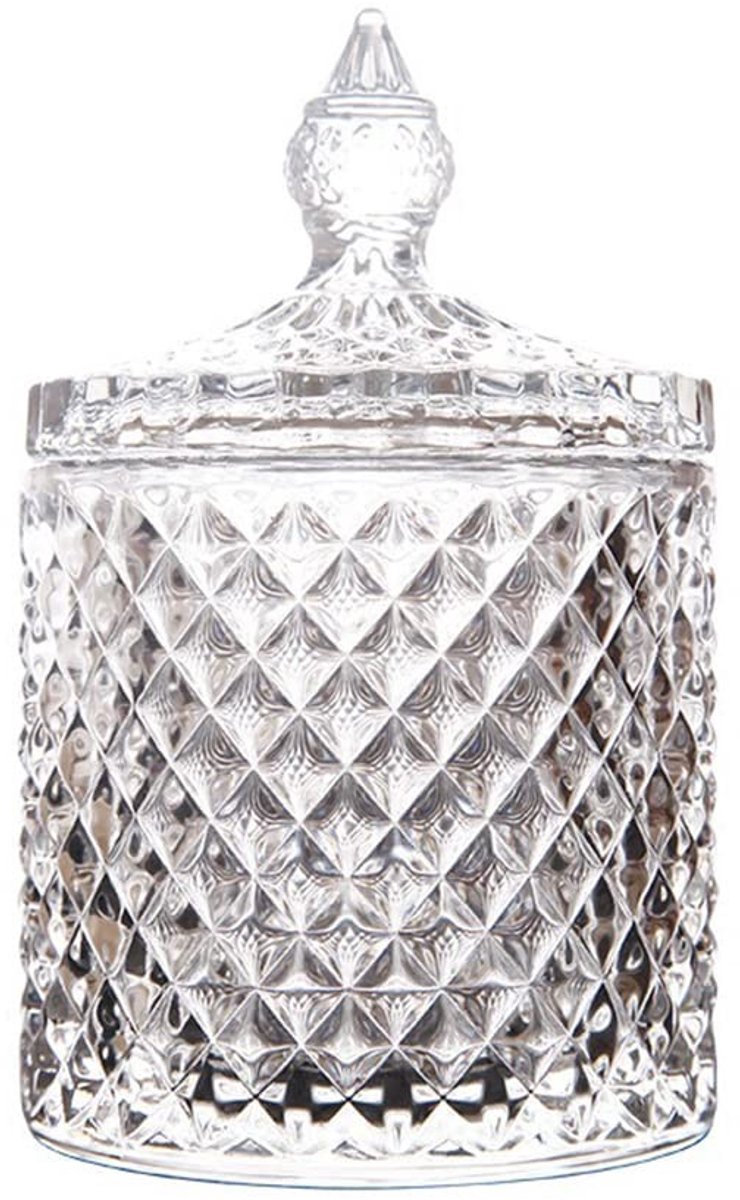 Dailygoods - Helder glas Candy Jar - Diamantvorm - Decoratieve pot - 300 ml - Opslag voor snoepjes en koekjes - Vaatwasserbestendig - Transparant