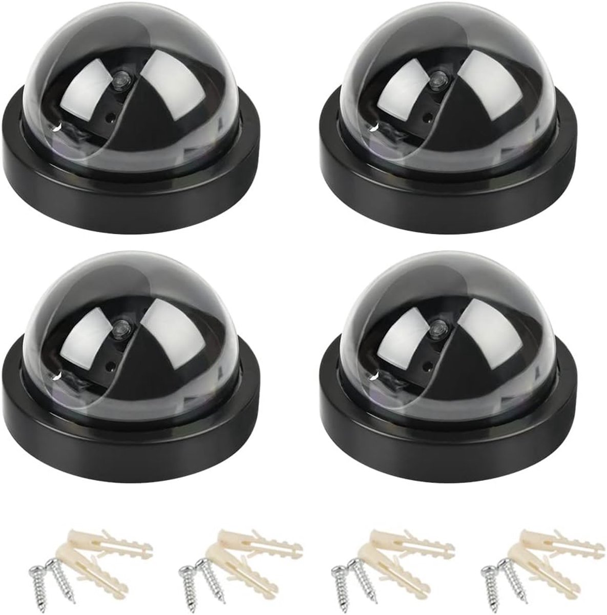Dummy Camera Set - Nep Beveiliging - Afschrikken Indringers - Knipperende LED - 4 Stuks - Zwart
