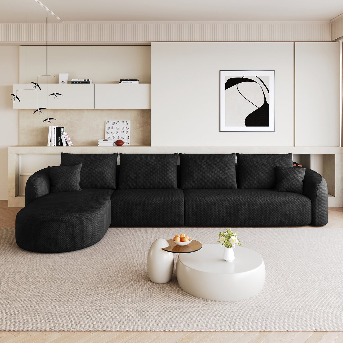 OKWISH Hoekbank 336 cm - Modulair Zonder Montage - Ruimtebesparend Voor Woonkamer Of Slaap