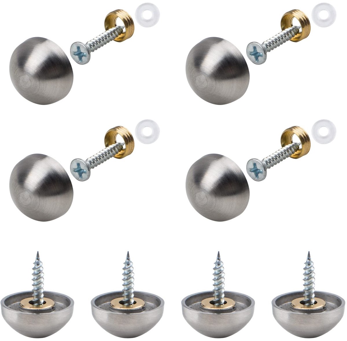 Dailygoods- Spiegel Schroeven 20 Sets - Zinklegering 18mm - Decoratieve Caps - Corrosiebestendig - Eenvoudig te Installeren - Geborsteld Oppervlak - Spiegelbevestiging