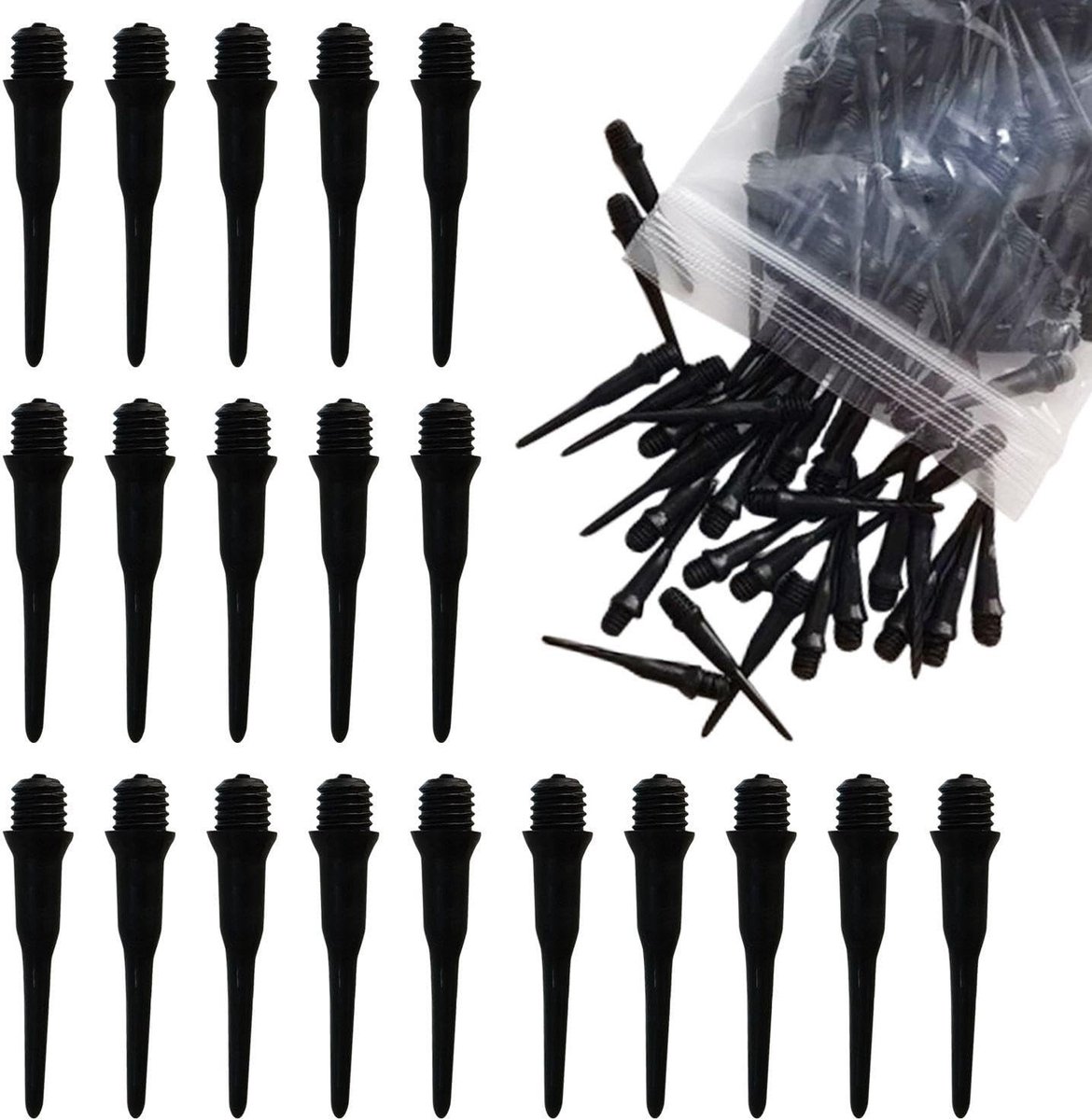 Dailygoods- Dartpunten 200 Stuks - Dartpunten Steeltip - Dart Puntenslijper - Dartpunten Verwijderer - Vervangingsonderdelen - Duurzaam Plastic - Dartkop