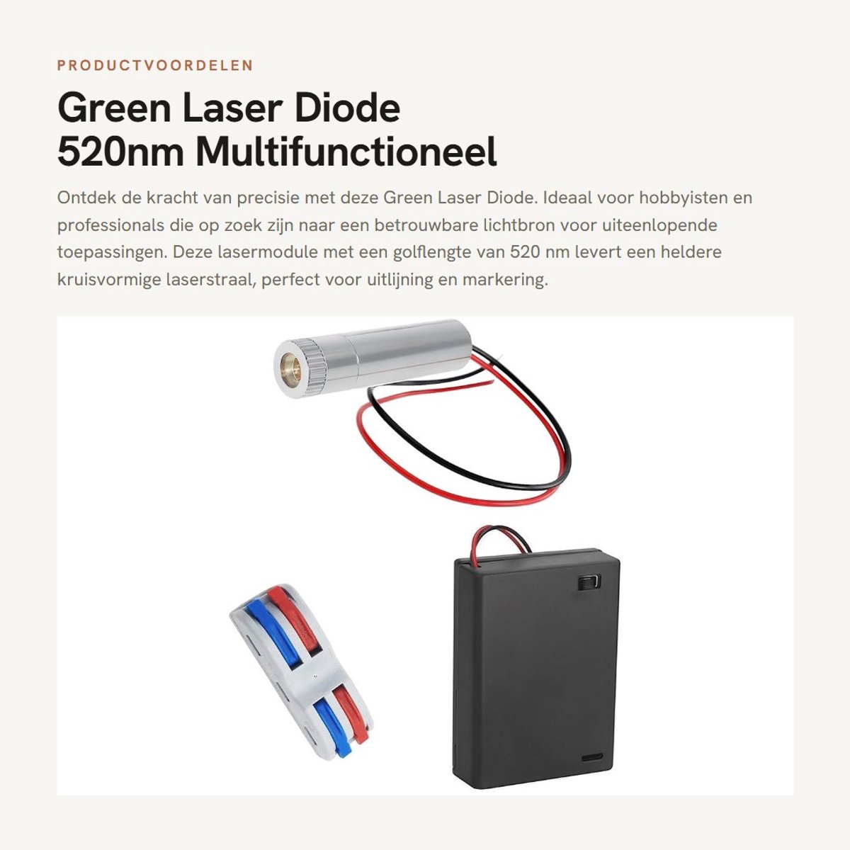 Dailygoods - Green Laser Diode - 520nm - Multifunctioneel - Groen - Lasermodule met Driver - Perfect voor Projecten - Inclusief Accesoires