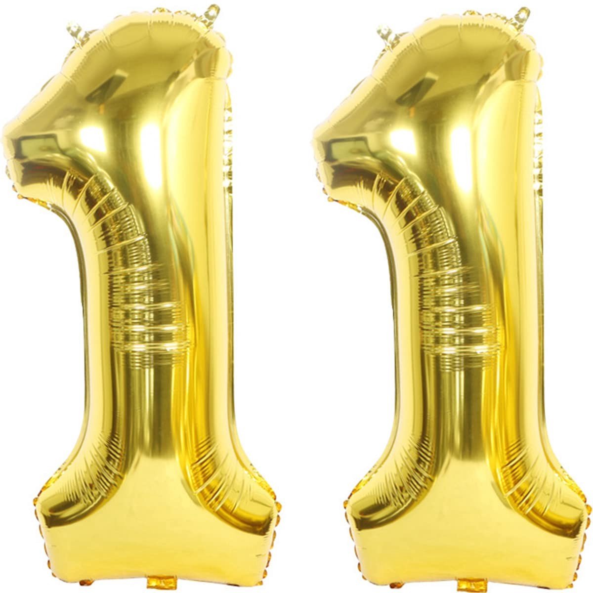 Folieballon 11 - Gouden Cijferballon 101 cm - Verjaardagsdecoratie - Feestdecoratie - Herbruikbaar - Inclusief 2 Stuks - Verjaardagsballon