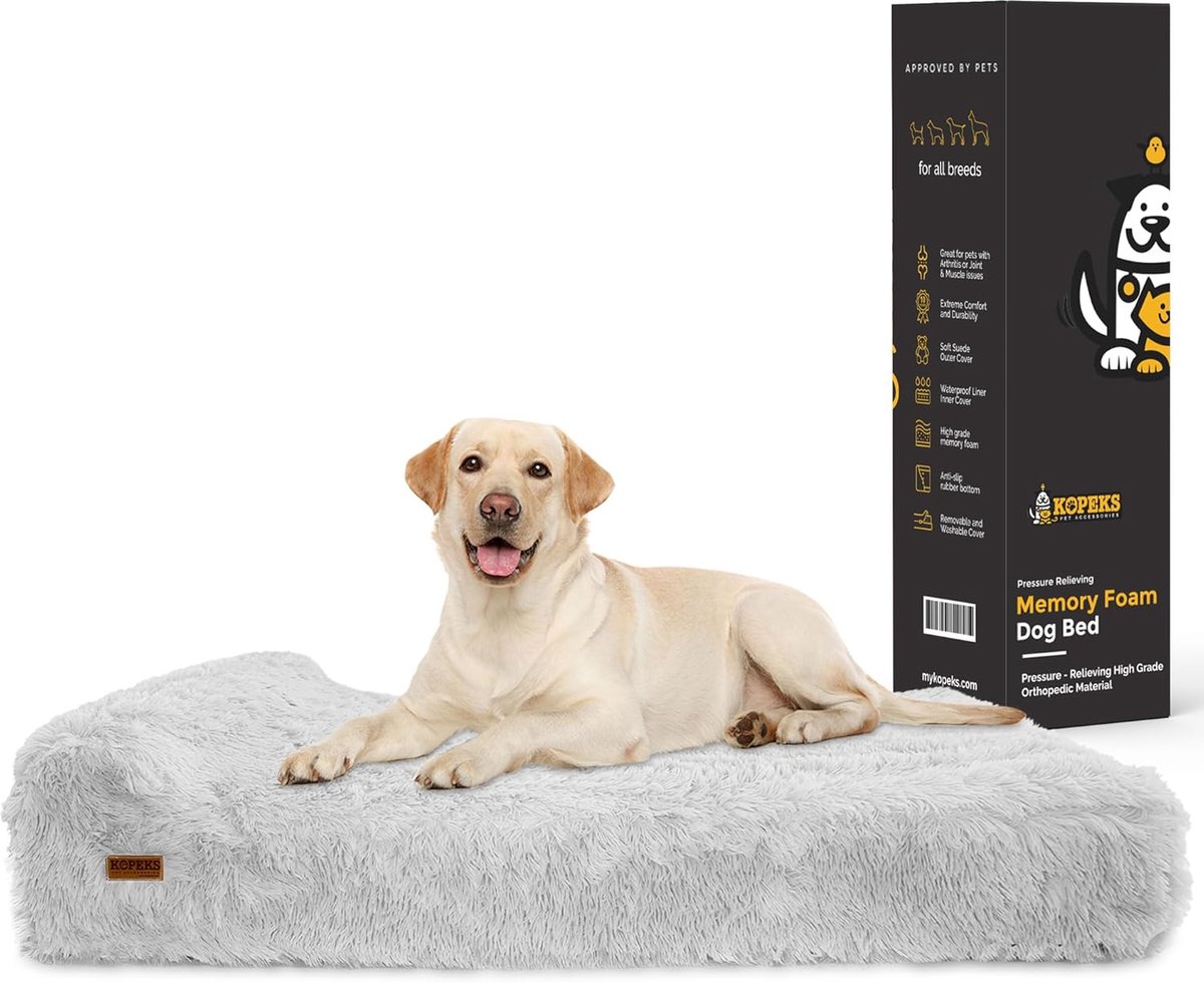 Hondenmand Orthopedisch - Honden kussen - Rustgevend slapen - Visco-elastisch schuim - 127 x 86 cm - Grijs