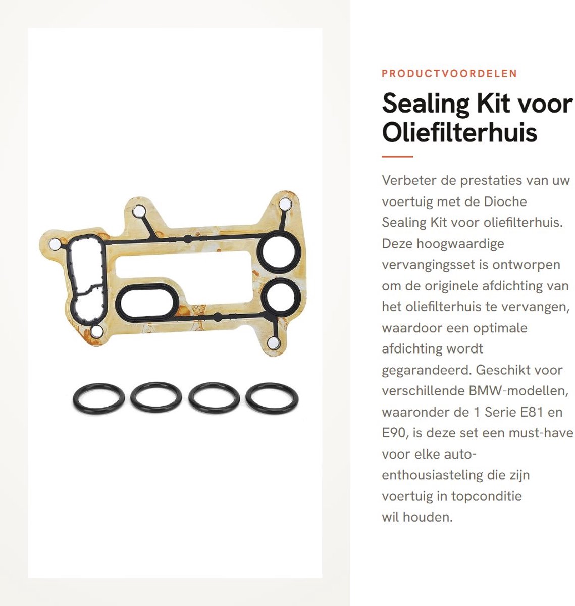 Dailygoods- Afdichtset - Afdichtstrip - O-ring - Vervangingsset - Aluminium + rubber - Voor 1 Serie E81/E87/E88/E82/E90 - Afdichtingsset