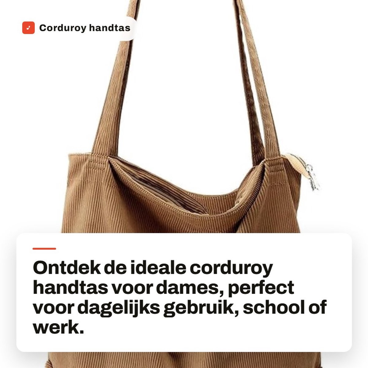 Dailygoods- Handtas Grote Inhoud - Schoudertas Dames - Tote Bag - Boodschappentas - Schooltas - Draagtas met Ritssluiting