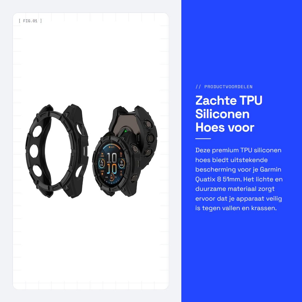 Dailygoods - Zachte TPU Siliconen Hoes voor Garmin Quatix 8 51mm