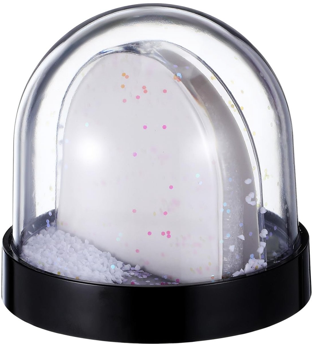 Dailygoods- Sneeuwbal Mini - DIY Fotolijst - Zwart - Plastic/Papier - 9x9x8,5cm - Geschikt voor Evenementen - Fotosneeuwbal