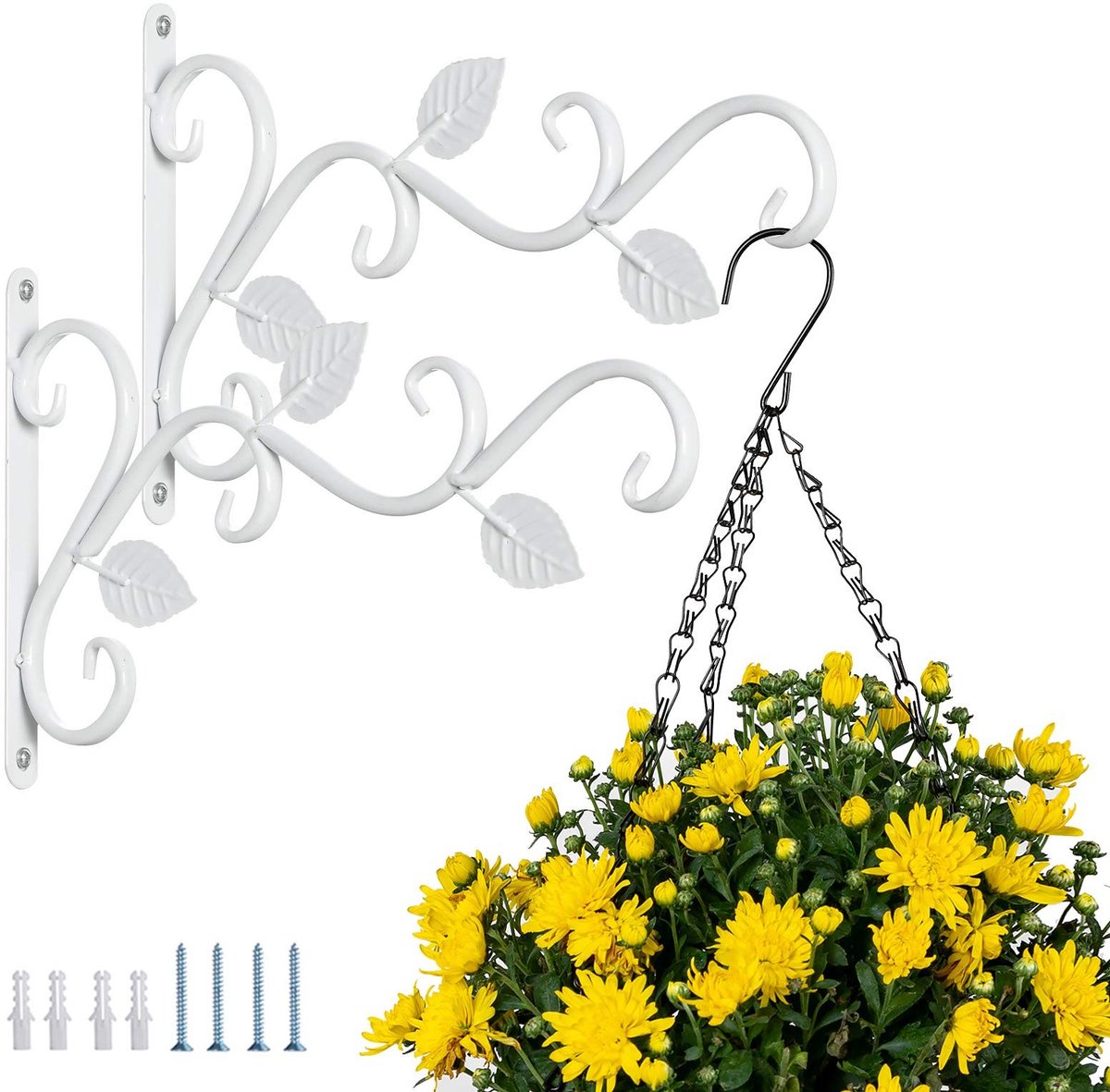 Dailygoods- Plantenhaak Set van 2 - Muurhaak voor Planten - Haken voor Binnen/Buiten - Retro Beugel - 29,5cm - 5kg Draagvermogen
