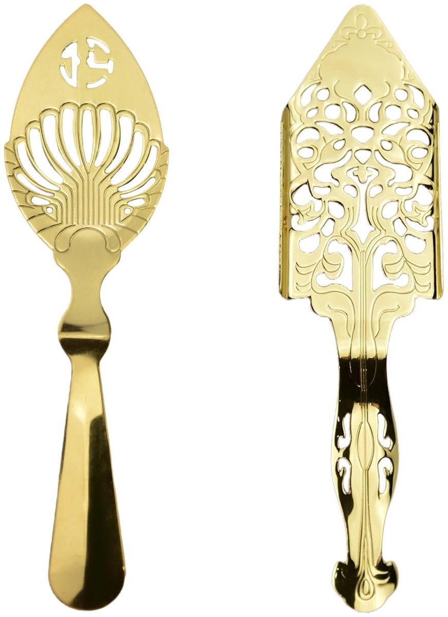 Dailygoods- Koffielepel 2 Stuks - Multifunctionele Barlepel - Roestvrij Stalen Lepels - Cocktail Gereedschap - Makkelijk te Reinigen - 16,2 cm - Absintlepel