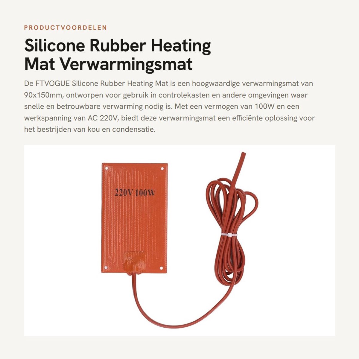 Dailygoods - Silicone Rubber Heating Mat - Verwarmingsmat - 100W voor Controlekasten - 90x150mm - Temperatuurregeling - Geschikt voor Elektronica - Fo...
