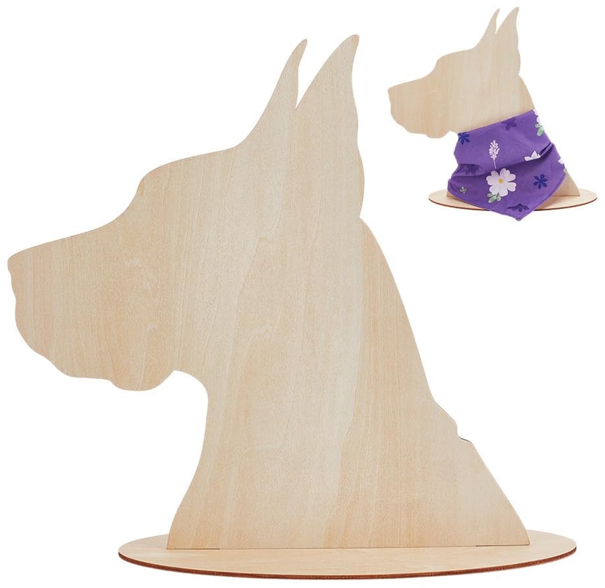 Dailygoods- Tentoonstellingsstandaard Hondenilhouette - Houten Presentatiestandaard - Multiplex Houder - Fotografie Rekwisieten - Huisdier Sjaals - Compact Formaat 10 cm breed, 33,5 cm lang, 28 cm hoog