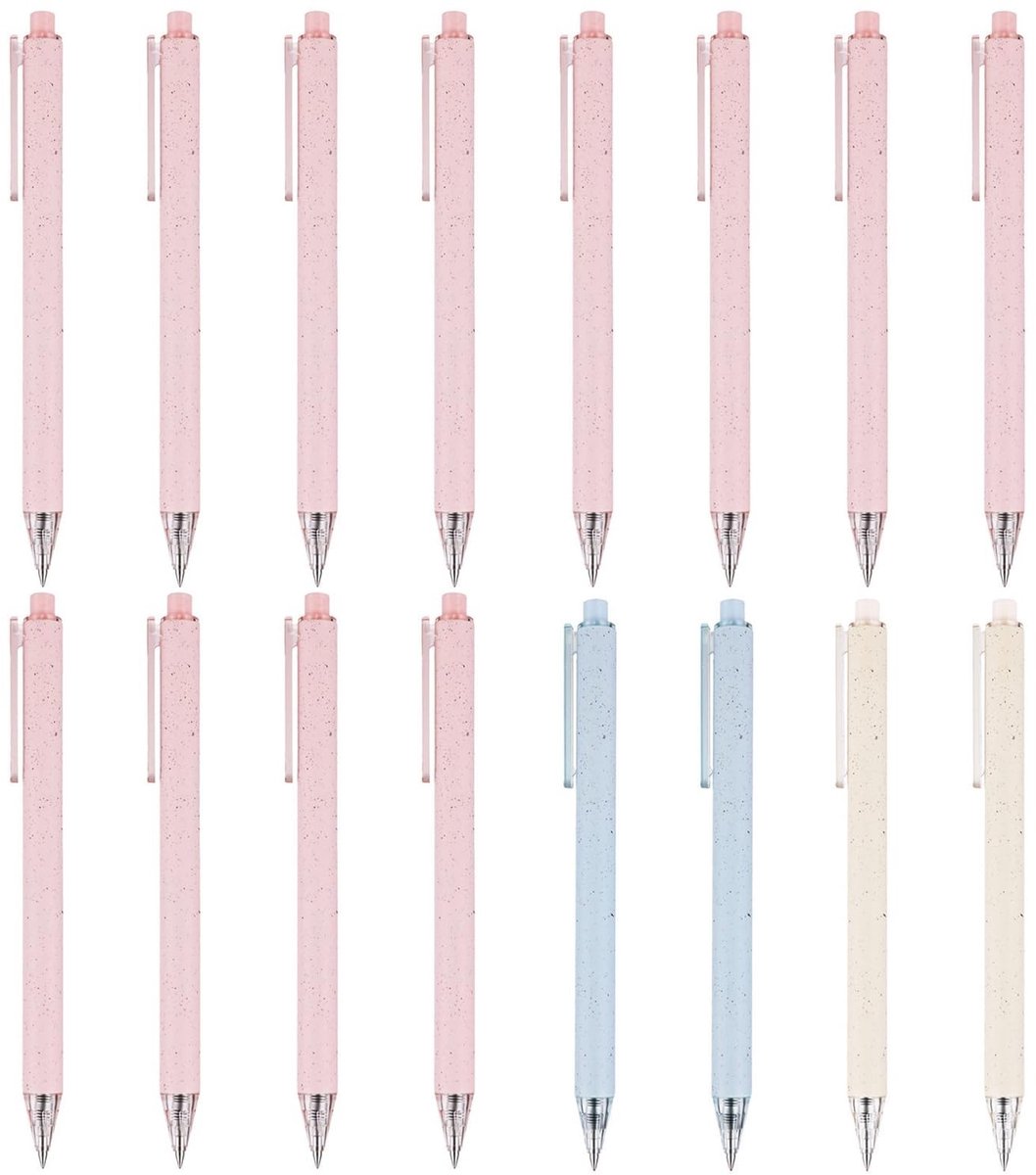 Dailygoods- Bureaustiften 16 stuks - Schrijfbalpen - Leergelpen - Balpen - Kunststof - Punt 0,5 mm - Balpennen