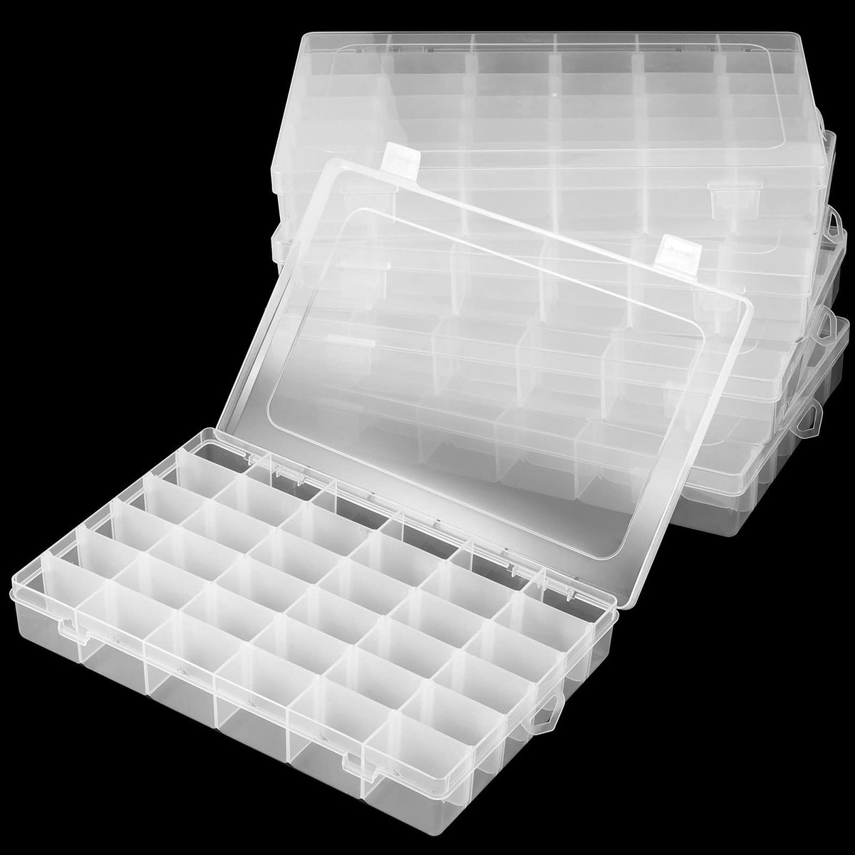 Dailygoods- Sorteerdozen 6 stuks - Doorzichtig kunststof - 36 vakken - Verstelbare scheidingswanden - Draagbaar ontwerp - Hoogwaardig PP-materiaal - Opbergdozen