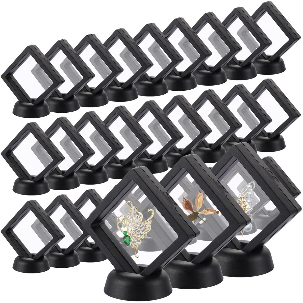 Dailygoods- Zwevende Frame 30 Stuks - Muntframe 7 x 7 x 2 cm - Munthouder met Siliconen Membraan - Drijvend Frame - Sieradenstandaard - Goede Afdichting - Displaydoos