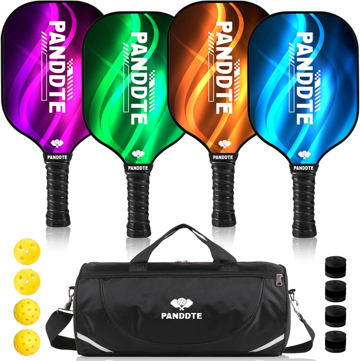 Pickleball Sets - Sport Rackets - Sport Spelen - Koolstofvezel Constructie - Set van 4 - Kleurrijk