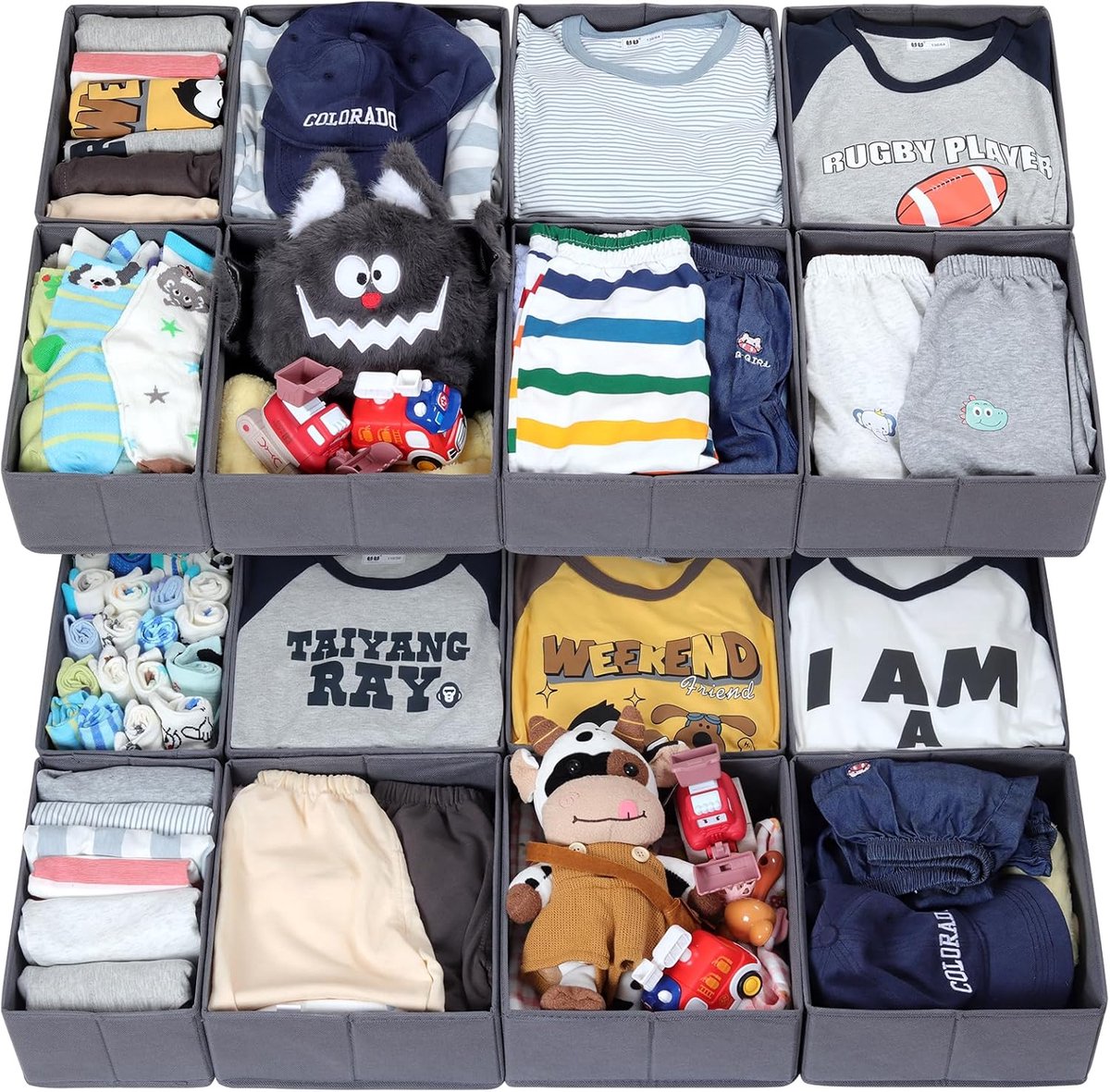 Lade-organizers Kleding - Kast organizers - Kleding Opbergen - Opvouwbaar Ontwerp - 16 Stuks - Grijs