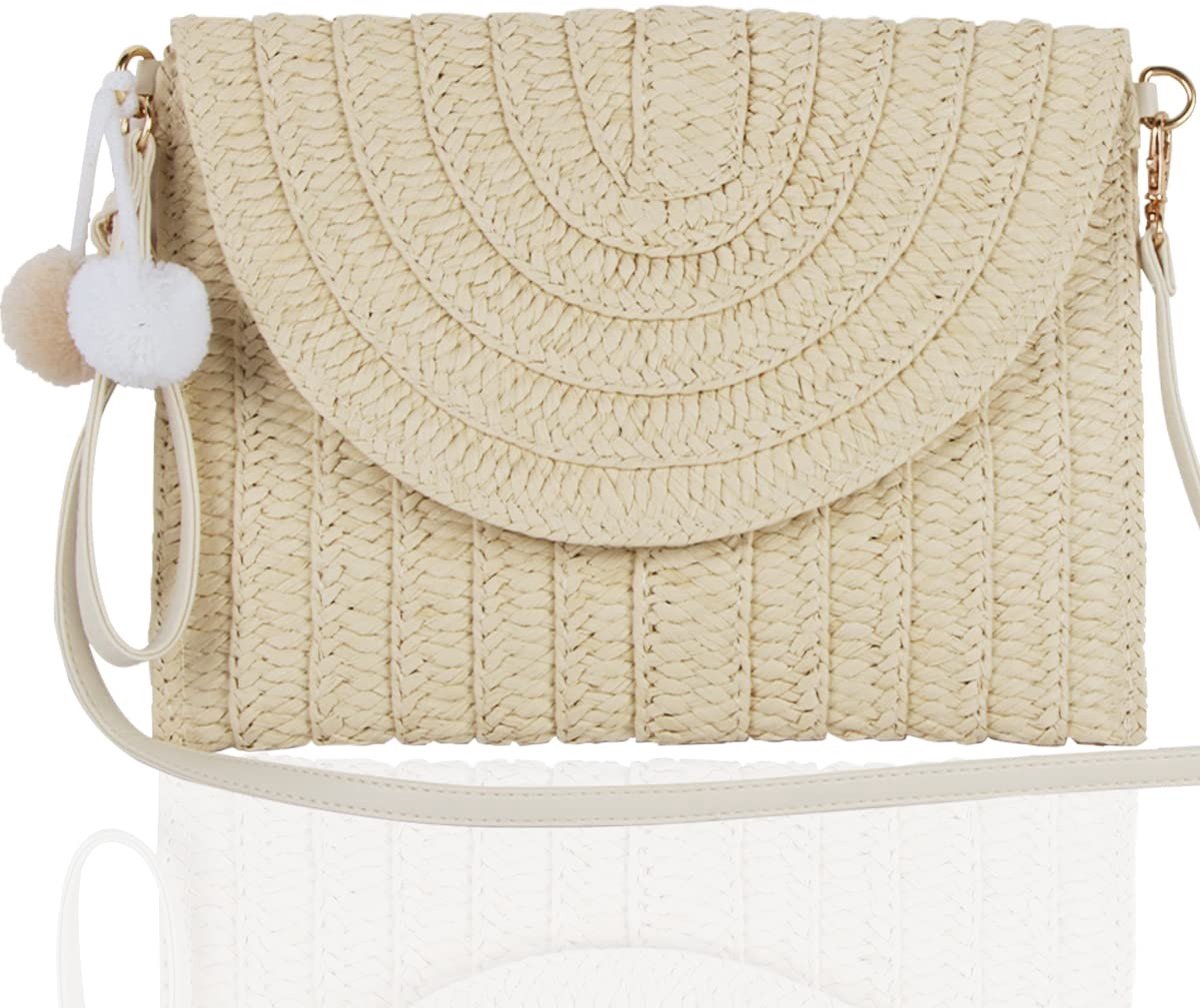 Dailygoods- Schoudertas Handgeweven - Rieten Tas - Boheemse Stijl - Afneembare Schouderriem - Ideaal voor Reizen - 100% Natuurlijke Materialen - Handtas