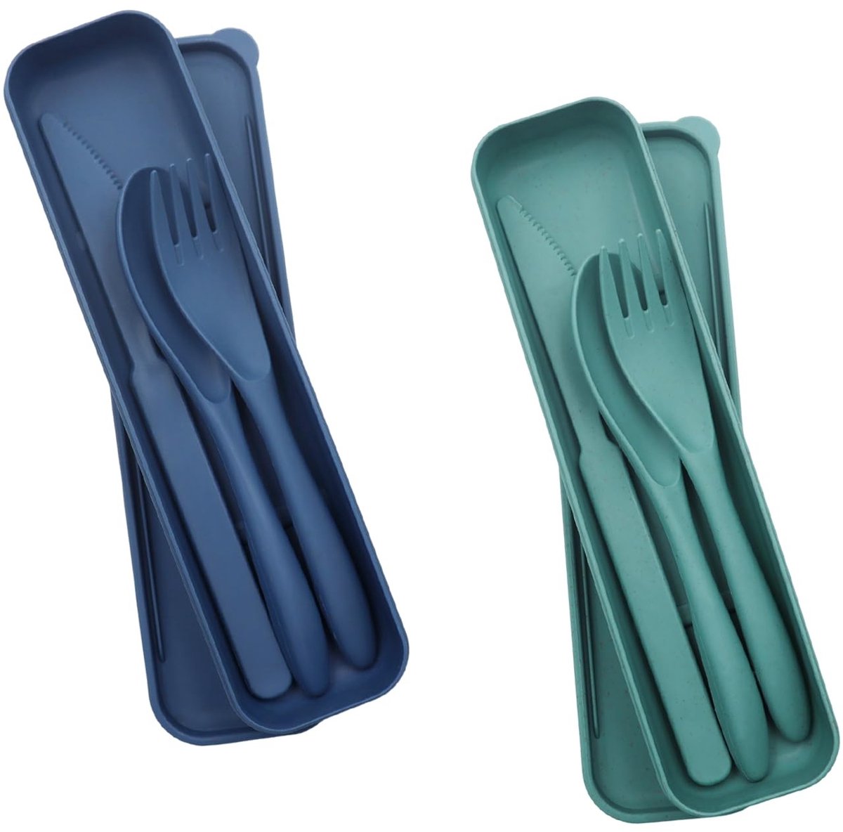 Dailygoods- Reisbestek Set - 2 Stuks - Herbruikbaar Kunststof - Draagbaar Campingbestek - Picknickbestek - Milieuvriendelijk - 21 x 5,5 x 2,5 cm