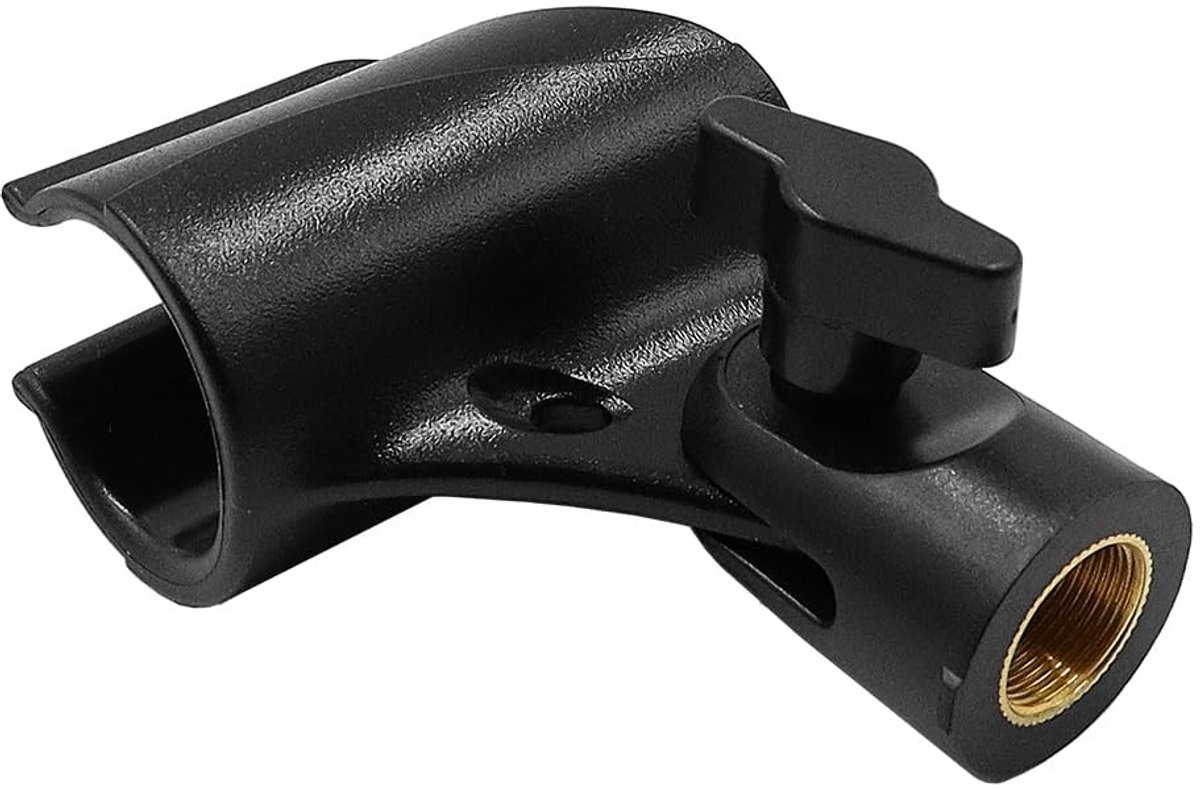 Dailygoods - verstelbare microfoonclip - microfoonhouder - universeel en draagbaar - zwart - 2 microfoonschroefadapters - geschikt voor handmicrofoons...