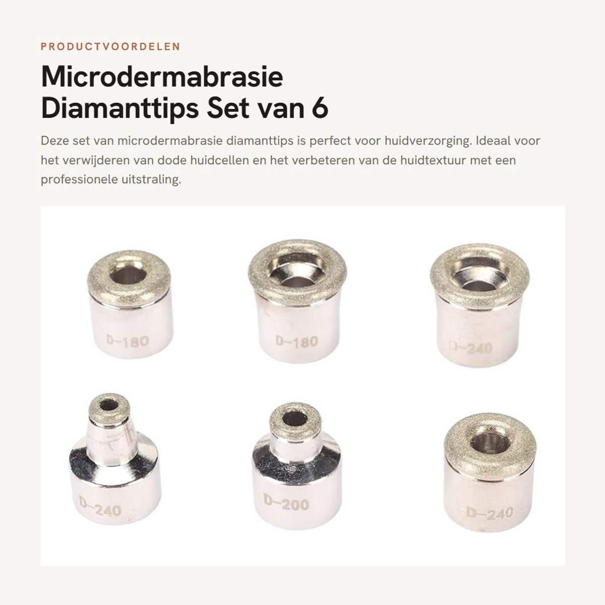 Dailygoods- Diamanttips 6 Stuks - Microdermabrasie Vervangende Tips - Huidverzorging - Peeling Gezicht - Professioneel Gebruik - Metaal