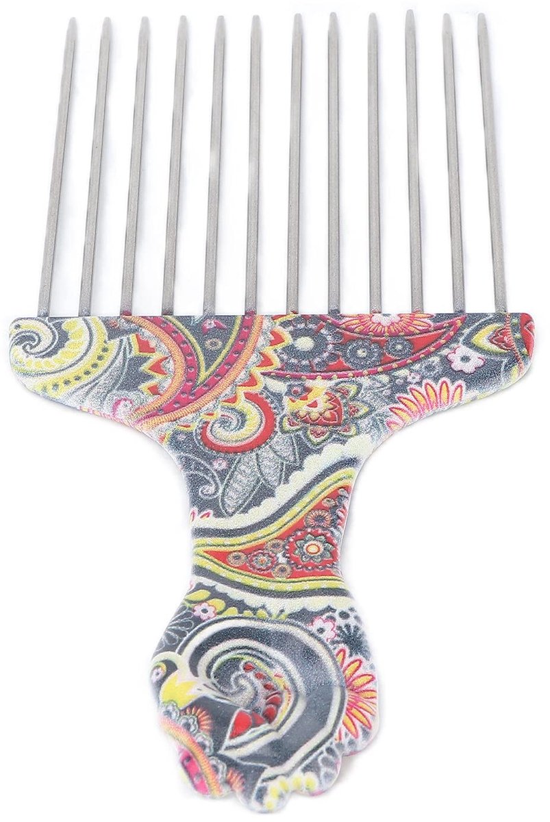 Dailygoods- Afro-kam slijtvaste stalen naald - haarstyling kam - ergonomisch ontwerp - geschikt voor krullend haar - veilig gebruik - comfortabel in de hand. - Haarstylingkam